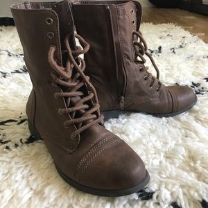 Brown combat style boots